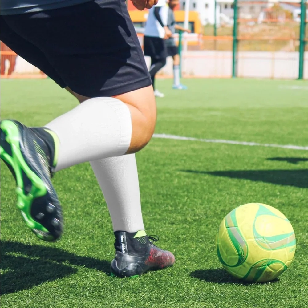 CWVLC Kids Soccer Socks 5 Pairs Team Sport Knee High Socks for Youth Kids Green